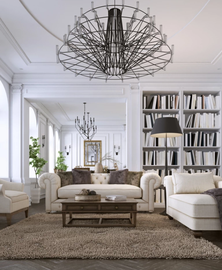 salon z&nbsp;białymi meblami